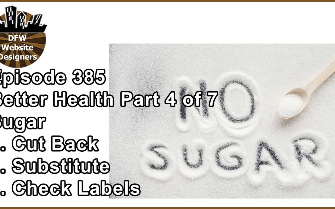 Episode 385 Better Health Pt4 Sugar: Cut Back, Substitute, Check Labels